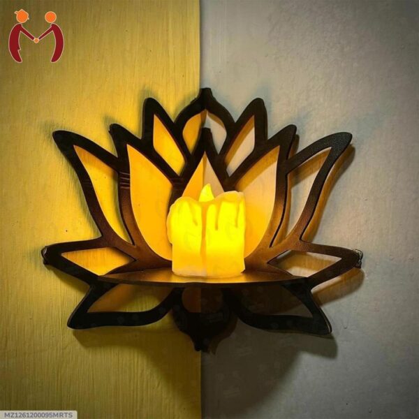 Lotus Shape Corner Buttefly Stylish Wall Shelves, Pack Of 3 Modern Home Decore - Image 2