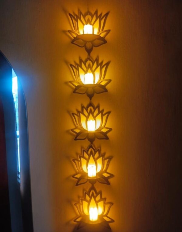 Lotus Shape Corner Buttefly Stylish Wall Shelves, Pack Of 3 Modern Home Decore - Image 3