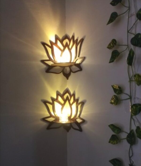 Lotus Shape Corner Buttefly Stylish Wall Shelves, Pack Of 3 Modern Home Decore - Image 4