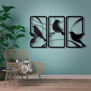 Birds Style Wooden Wall Decor, Pack Of 3