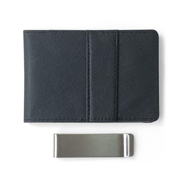 Korean Style Hot Saffiano Short Men's Gold Clip Stainless Steel Wallet Men's Credit Card ID Bag European and American Men's Bag - Image 6