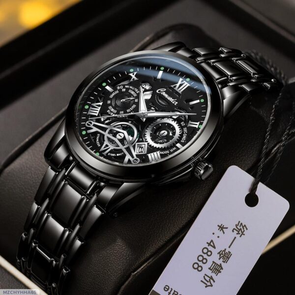 Cross-border foreign trade hollow men's watches men's waterproof luminous calendar AliExpress shrimp skin shake sound fast hand a generation of hair - Image 3