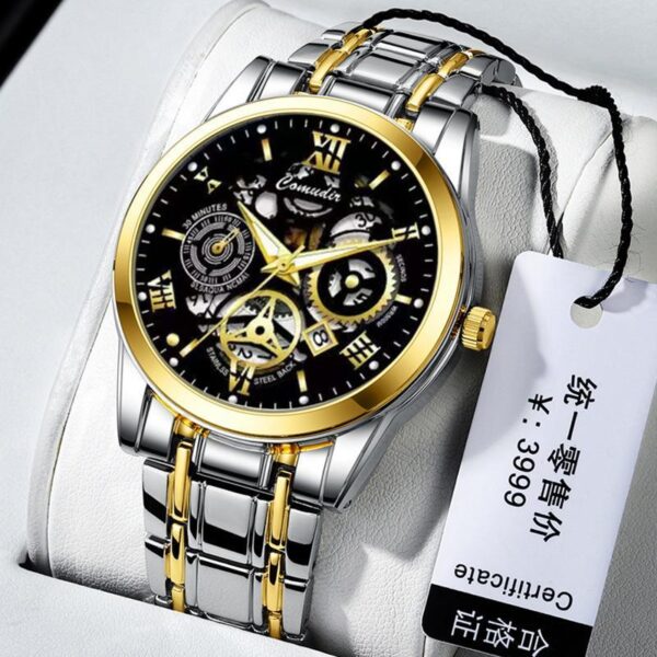 Cross-border foreign trade hollow men's watches men's waterproof luminous calendar AliExpress shrimp skin shake sound fast hand a generation of hair - Image 4