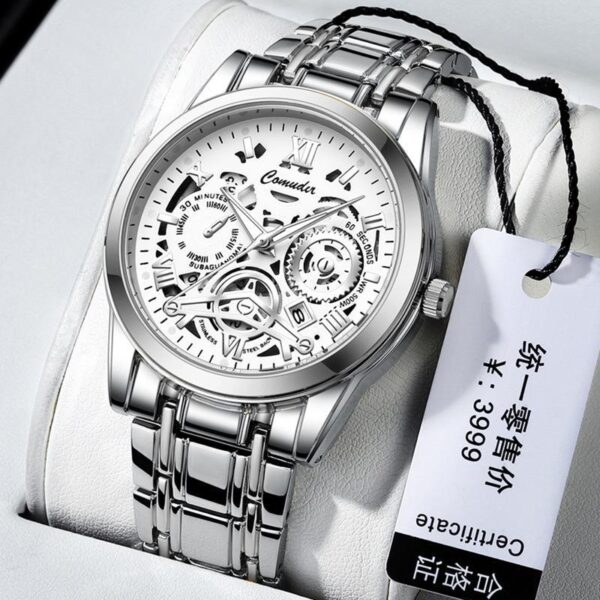 Cross-border foreign trade hollow men's watches men's waterproof luminous calendar AliExpress shrimp skin shake sound fast hand a generation of hair - Image 5