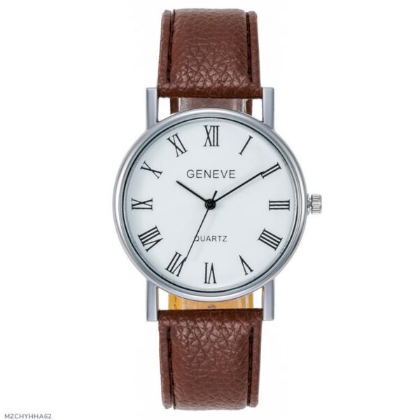 New Cross-border Korean Fashion Men's Alloy Watch Blue Light Colorful Roman Literal Belt Casual Men's Watch - Image 2
