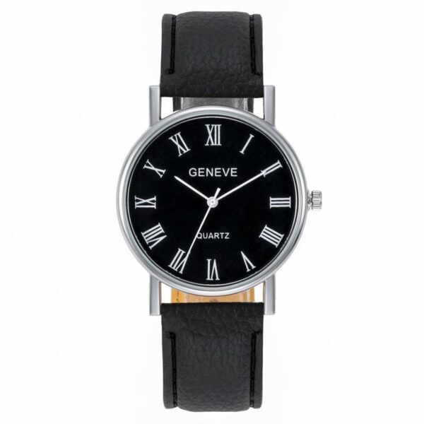 New Cross-border Korean Fashion Men's Alloy Watch Blue Light Colorful Roman Literal Belt Casual Men's Watch