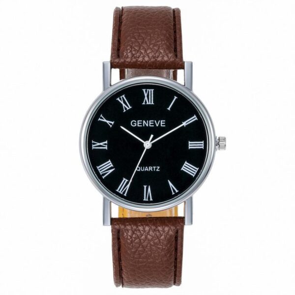 New Cross-border Korean Fashion Men's Alloy Watch Blue Light Colorful Roman Literal Belt Casual Men's Watch - Image 5