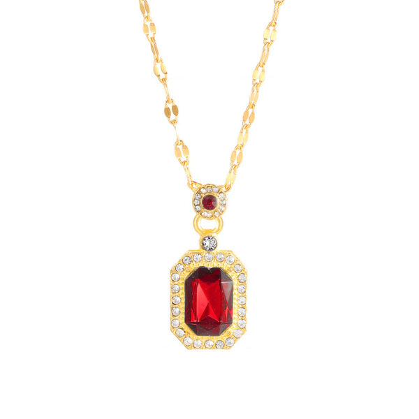Europe and the United States cross-border explosions ruby jewelry three-piece set earrings ring necklace combination fashion factory wholesale - Image 7