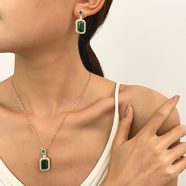 Europe and the United States cross-border explosions ruby jewelry three-piece set earrings ring necklace combination fashion factory wholesale - Image 10