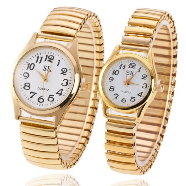 Middle-aged and old men's large digital plate Women's Watch steel band Spring elastic band elderly watch activities gift quartz watch men