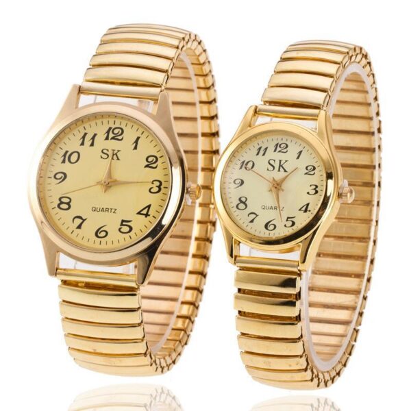 Middle-aged and old men's large digital plate Women's Watch steel band Spring elastic band elderly watch activities gift quartz watch men - Image 7