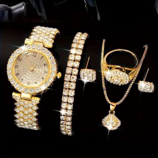 Women's Cornucopia Diamond Watch suit Explosions 5pcs Bracelet Accessories Fashion Quartz European and American Women's Watch suit - Image 6
