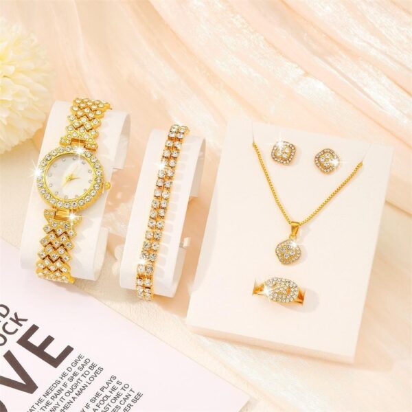 Women's Cornucopia Diamond Watch suit Explosions 5pcs Bracelet Accessories Fashion Quartz European and American Women's Watch suit - Image 7