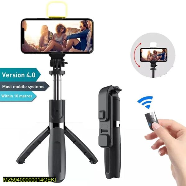 Selfie Stick With LED Light Mini Tripod Stand - Image 2