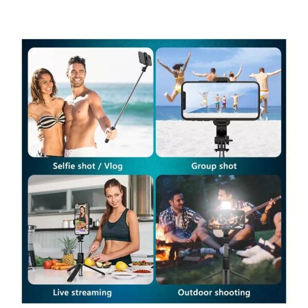 Selfie Stick With LED Light Mini Tripod Stand - Image 5