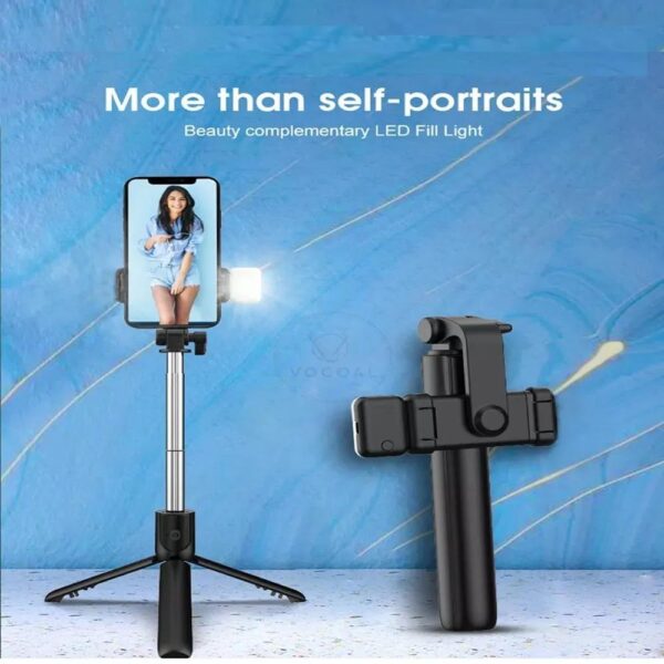 Selfie Stick With LED Light Mini Tripod Stand - Image 6