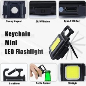 Multifunctional Mini LED Flashlight Keychain -  Pack Of 5