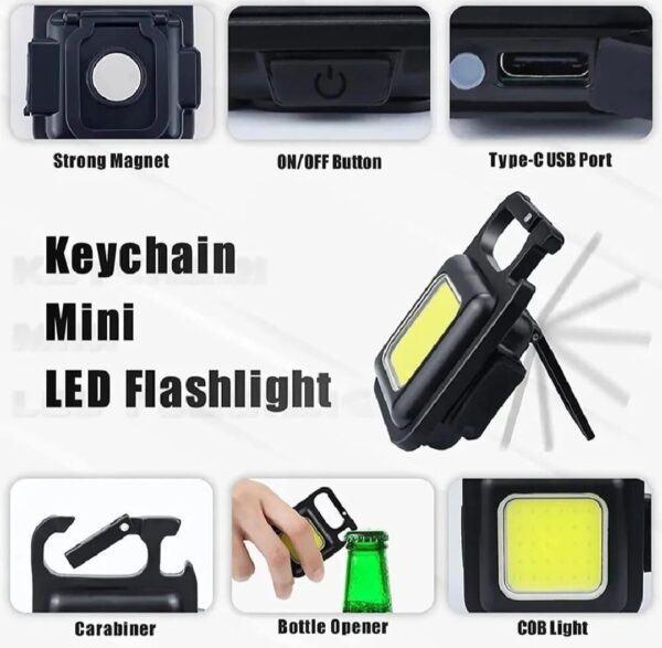 Multifunctional Mini LED Flashlight Keychain -  Pack Of 5