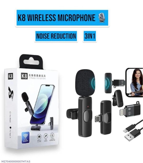 K8 Wireless 3 in 1 Noise Reduction Microphone - Image 2