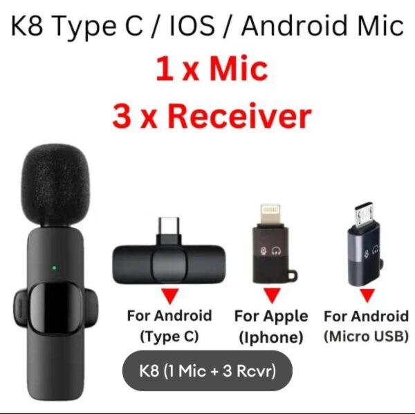 K8 Wireless 3 in 1 Noise Reduction Microphone - Image 6
