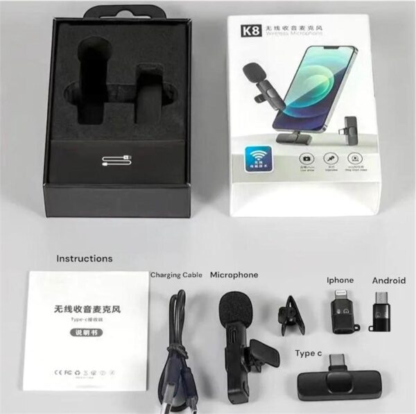 K8 Wireless 3 in 1 Noise Reduction Microphone - Image 8