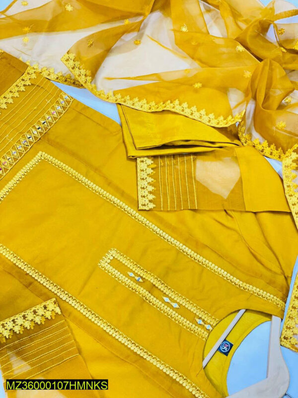 Organza 3Pcs Women,s Stitched Suit - Image 4