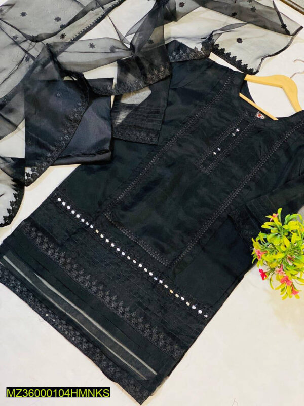Organza 3Pcs Women,s Stitched Suit - Image 3