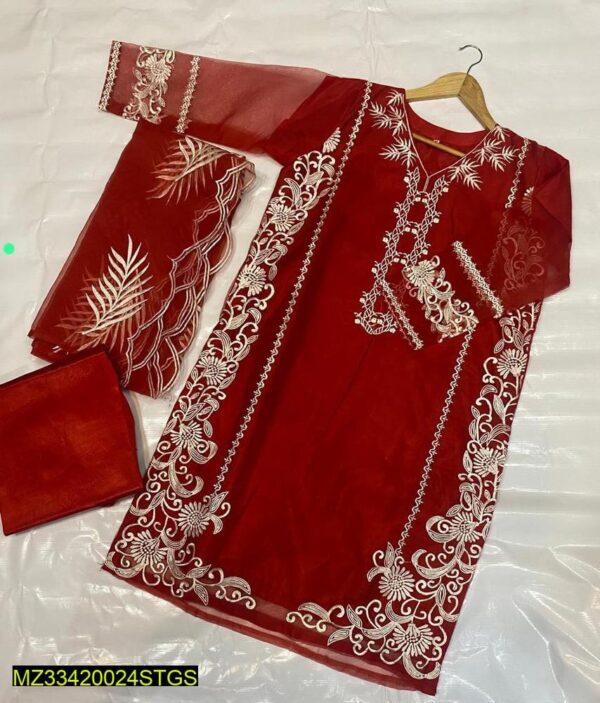 Organza 3Pcs Women,s Stitched Suit - Image 4