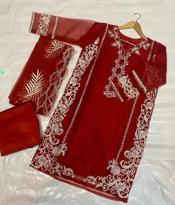 Organza 3Pcs Women,s Stitched Suit - Image 5