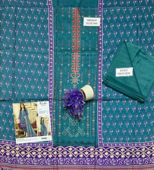 2 Pcs Women,s Unsitiched Printed Suit - Image 3