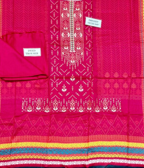 2 Pcs Women,s Unsitiched Printed Suit - Image 3