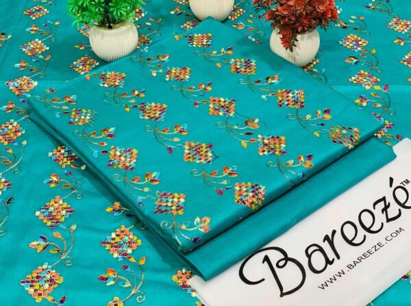 2 pcs Women’s Unstitched Embroidered Suit - Image 4