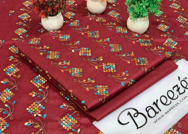 2 pcs Women's Unstitched Embroidered Suit - Image 3