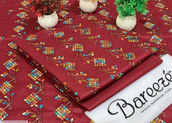 2 pcs Women's Unstitched Embroidered Suit - Image 4