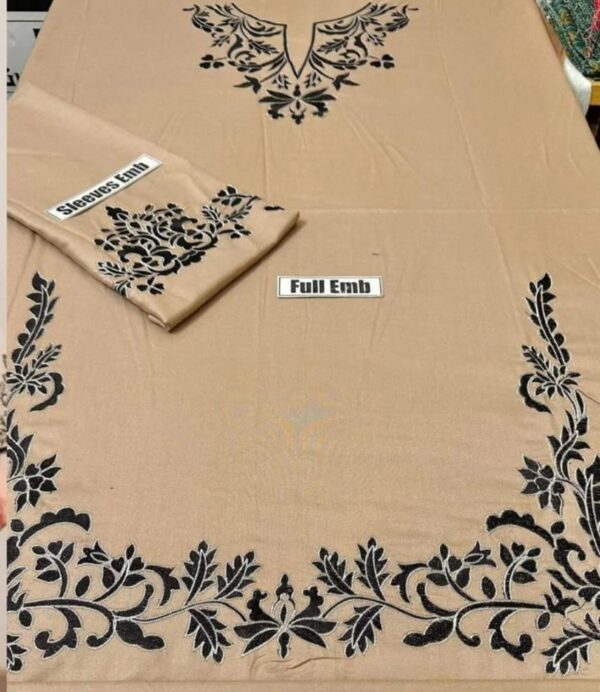 2Pcs Women,s Unstitched Embroidered Suit - Image 4