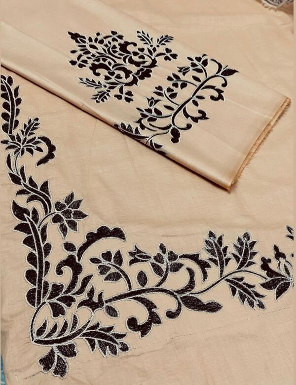2Pcs Women,s Unstitched Embroidered Suit - Image 6