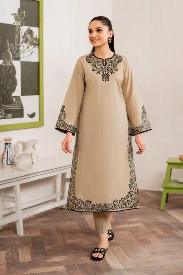 2Pcs Women,s Unstitched Embroidered Suit - Image 7