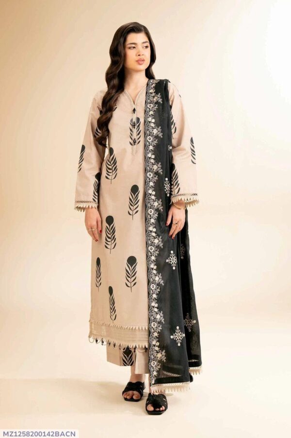 3 Pcs Women,s Unsitiched Printed Suit - Image 2