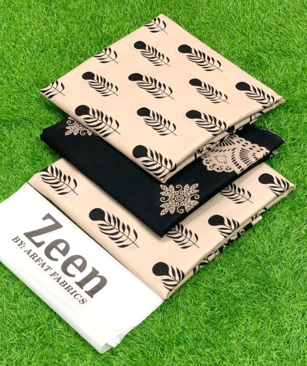 3 Pcs Women,s Unsitiched Printed Suit - Image 3