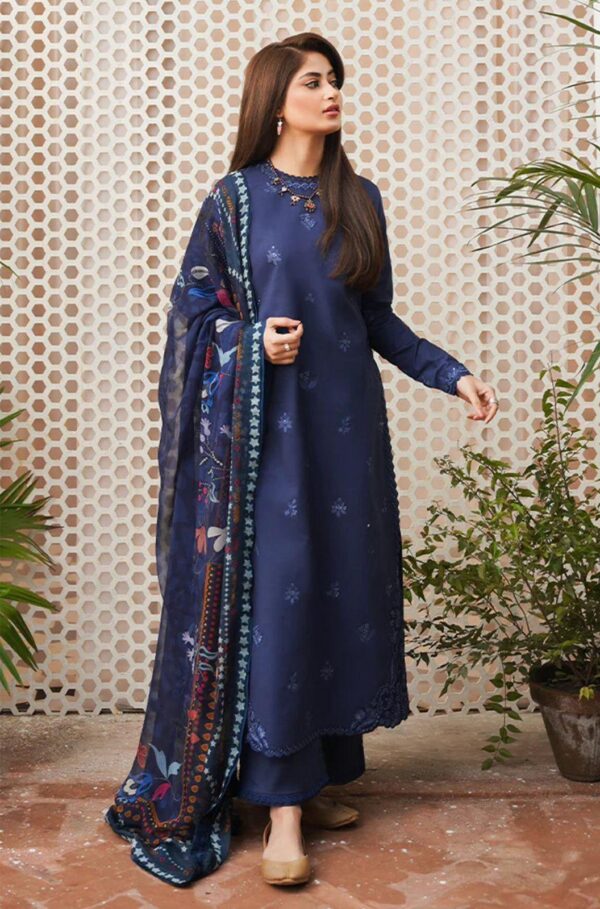 3 Pcs Women,s Unsitiched Embroidered Suit - Image 4