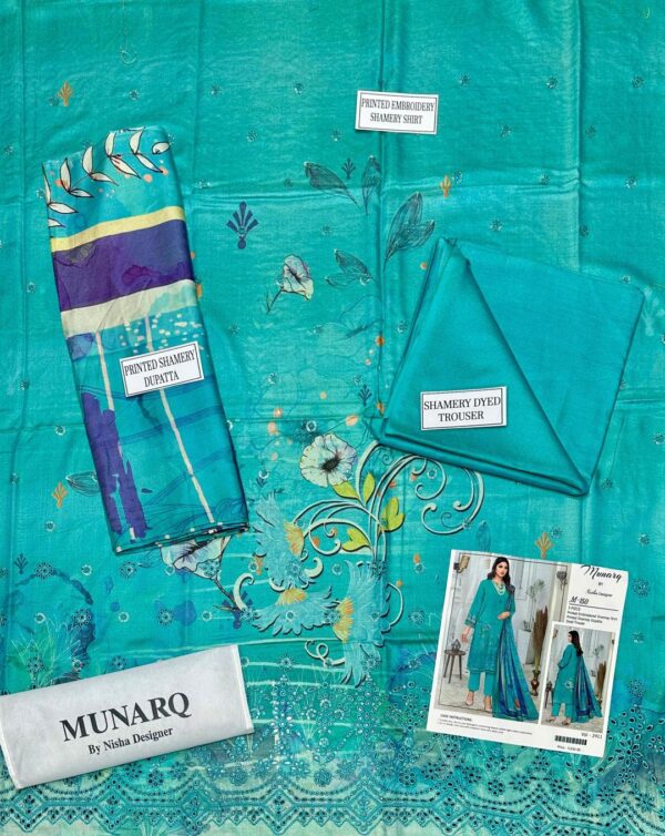 Stunning Blue Embroidered Suit Set - 3 Pcs - Image 5