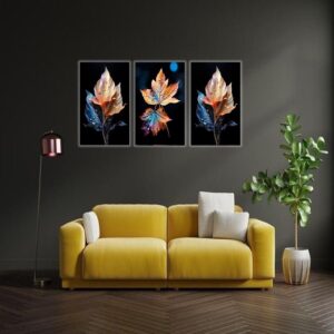 Modern 3D Art Wooden Wall Hanging Frame, Pack Of 3