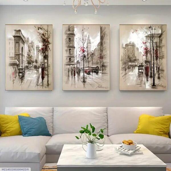 Stunning 3 Pcs Abstract Art Wall Art & Paintings For Vibrant Home Decor - Image 3