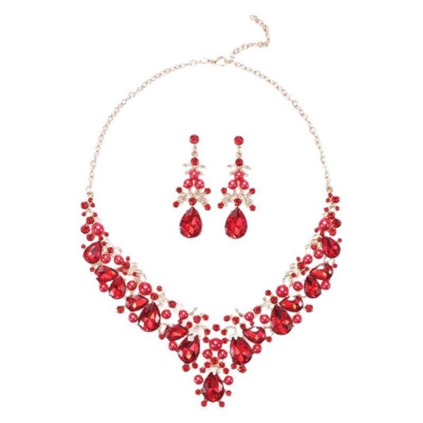 Amazon Cross-border European and American Pearl Necklace Earrings suit Electroplated Alloy New Exaggerated Fashion Artificial Gem - Image 3