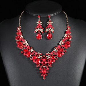 Amazon Cross-border European and American Pearl Necklace Earrings suit Electroplated Alloy New Exaggerated Fashion Artificial Gem