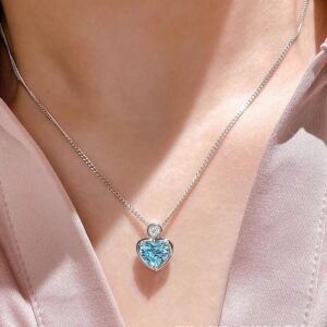 Heart-shaped colorful treasure ring 2 Karat Blue Diamond aquamarine artificial diamond niche high-grade heart-shaped pendant necklace for women