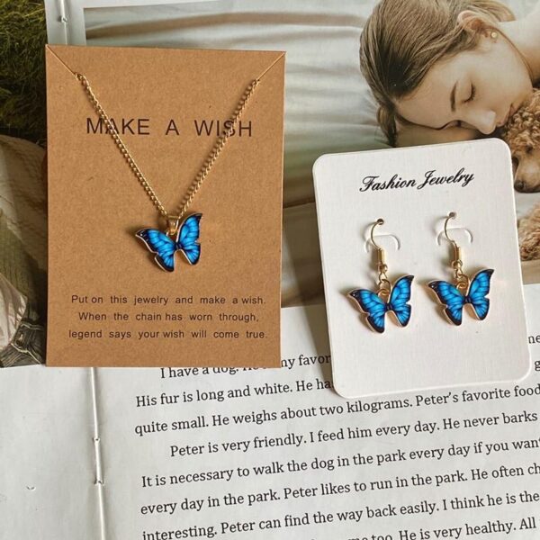 Butterfly Hanging Gold Plated Artificial Set - 3 Pcs Unique Design for Women - Image 5