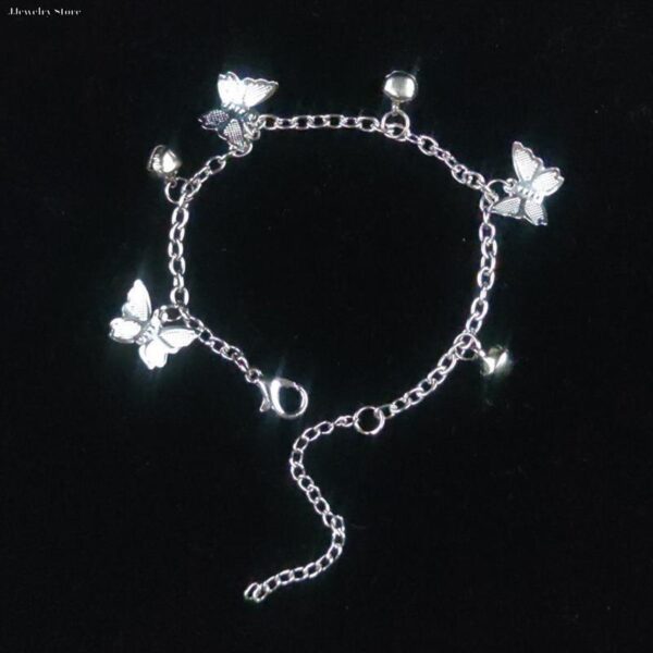 1 Pc Butterfly Hanging Silver Plated Chain Bracelet - Image 3