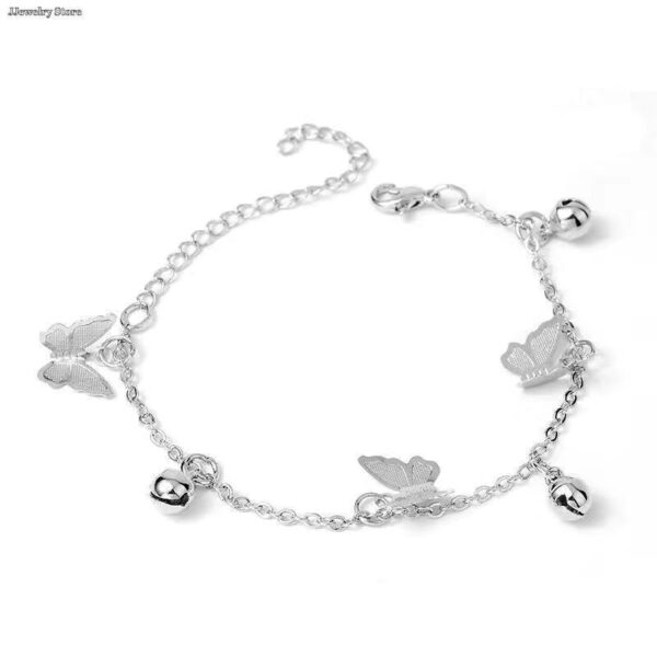 1 Pc Butterfly Hanging Silver Plated Chain Bracelet - Image 4
