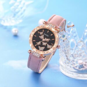 New TikTok Popular Women's Watch Fashion Personality Simple Watch Butterfly Digital Belt Watch suit